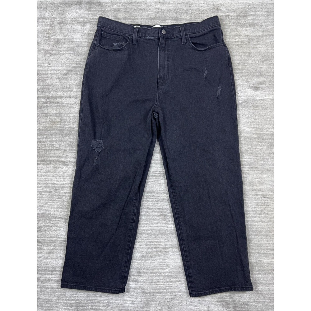 Universal Thread Jeans Womens 16/33R Black Vintage Straight High Rise Distressed